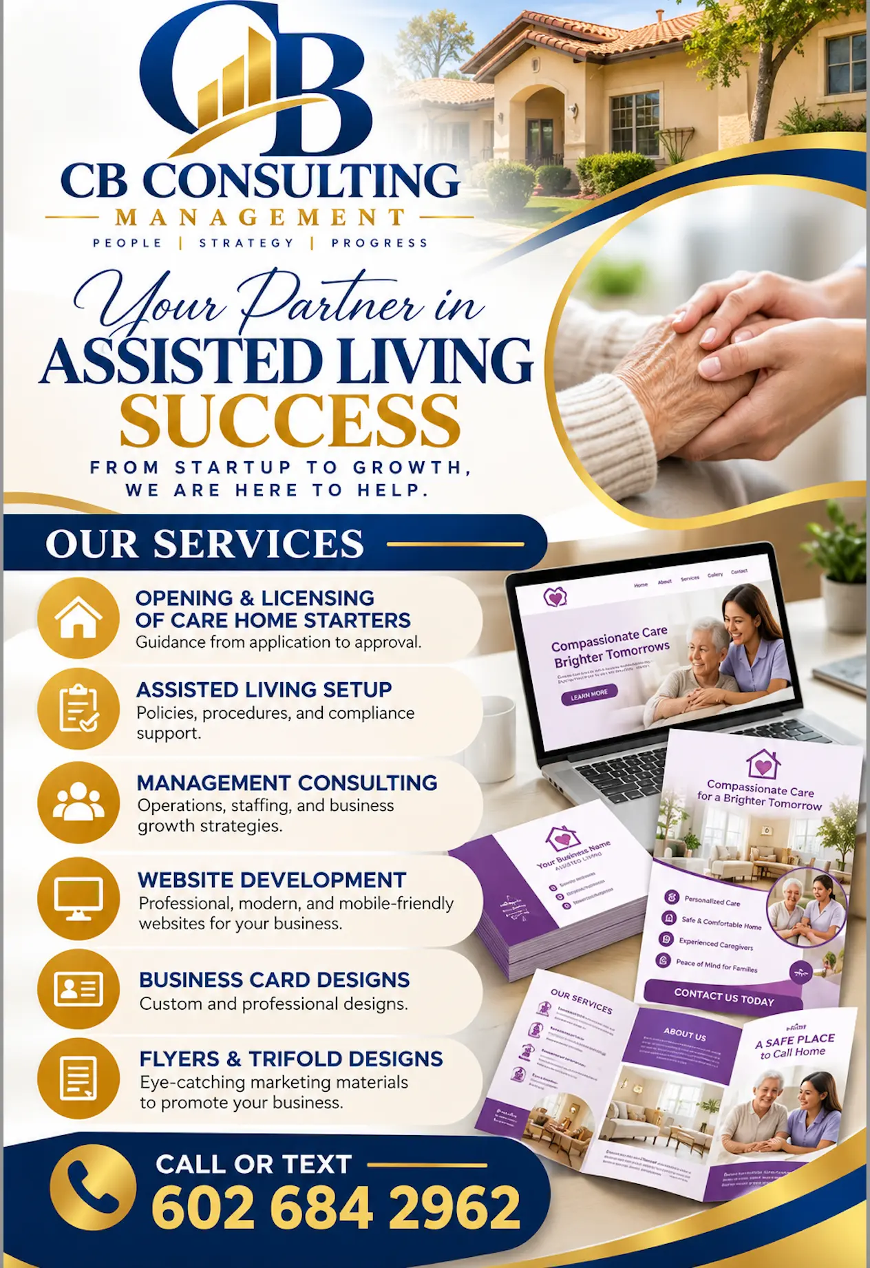 CB Consulting Management flyer listing services for assisted living care homes